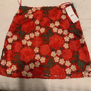 Urban Outfitters- Red, Lacy, Floral Skirt, Size Small,